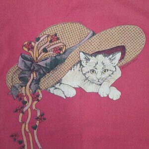 Vintage 90s Cat Kitten Under Hat T-Shirt